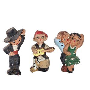 Vintage Spanish Mud People Musician With Dancers Figurine Terracotta